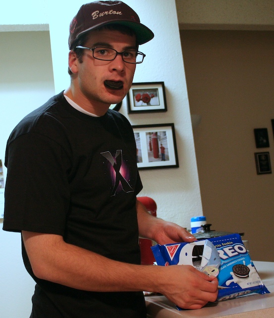 Conor devouring oreos