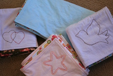 Embroidered receiving blankets