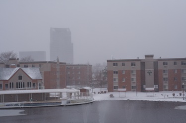landscape of blowing snow